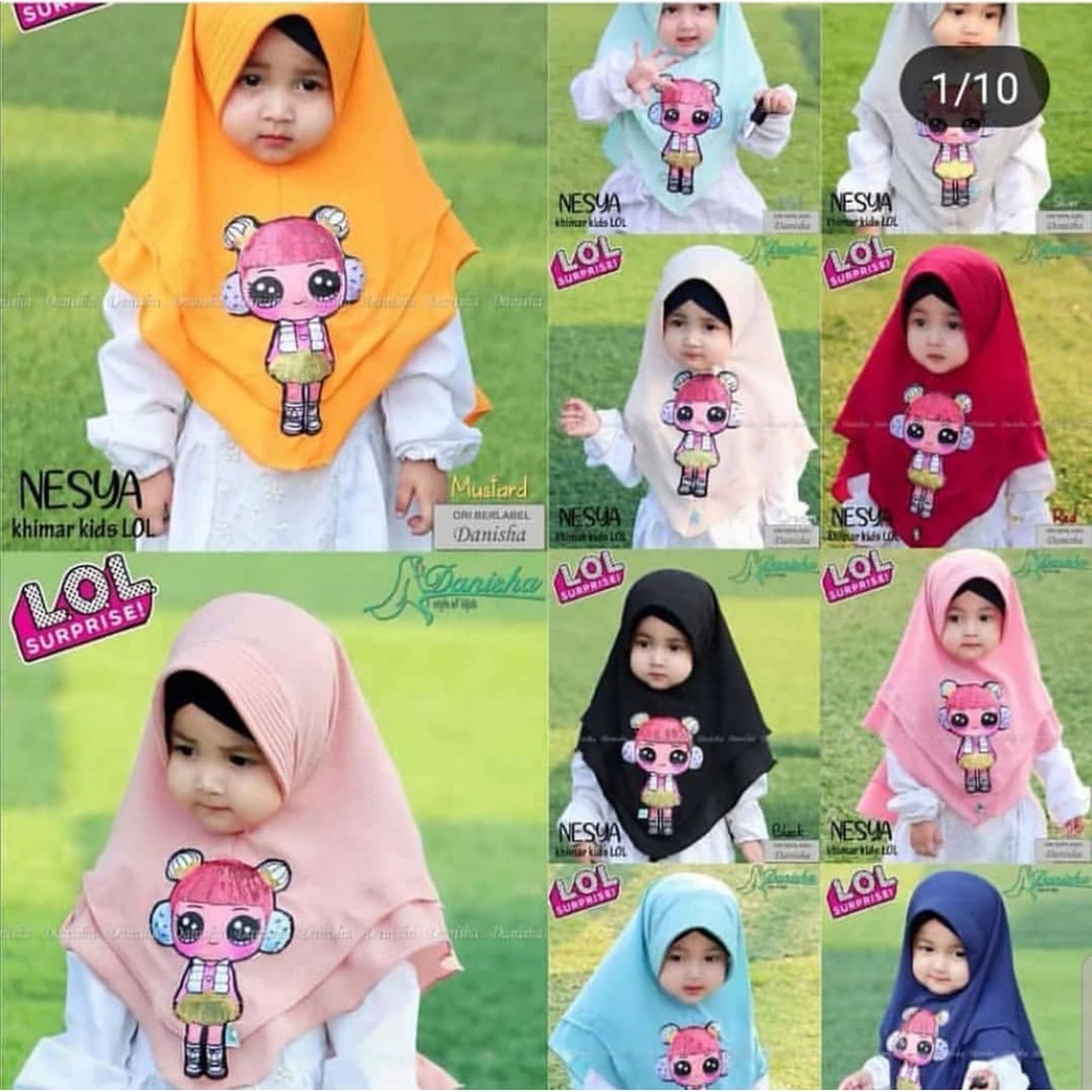 Jilbab Anak LOL Led 2 Layer Hijab LOL Anak Simple Pet Led