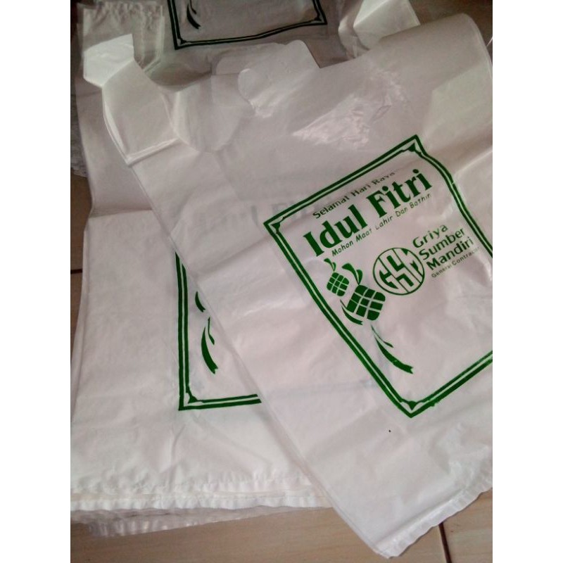 Kantong Kresek plus sablon nama ukuran 35x50 isi 100pcs