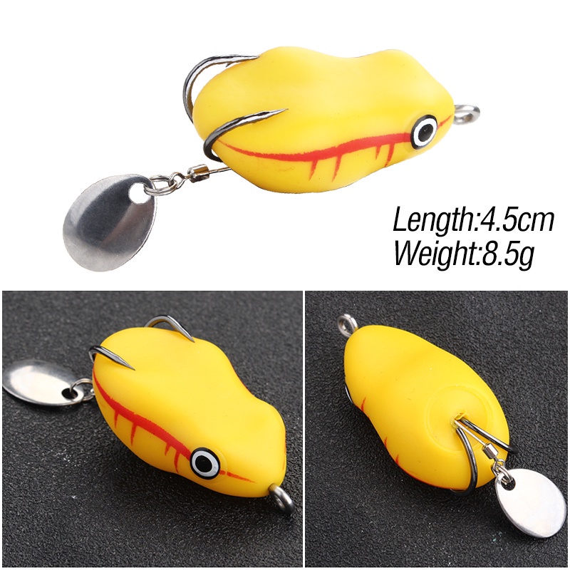 1pc Umpan Pancing Softlure Bentuk Katak Imitasi 4.5cm / 8.5g Dengan Kail Ganda