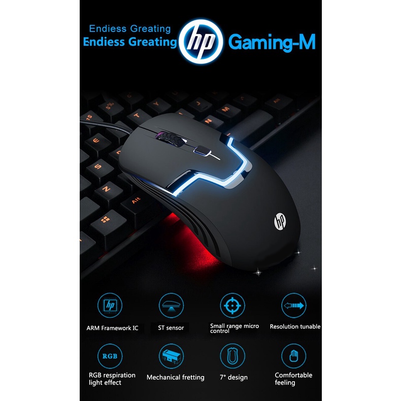 Jual Mouse HP M100 Gaming Wired Mouse LED Indonesia