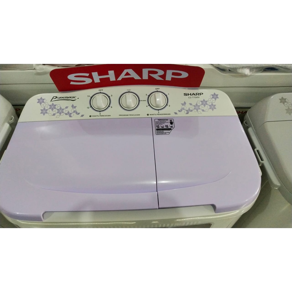 MESIN CUCI SHARP 6.5 KG EST 70 MW LC UNGU 2 TABUNG