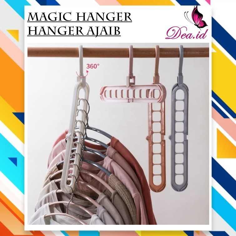 [DEASHOP] NEW MAGIC HANGER 9 LUBANG - HANGER SUSUN 9 IN 1 - GANTUNGAN BAJU MULTIFUNGSI