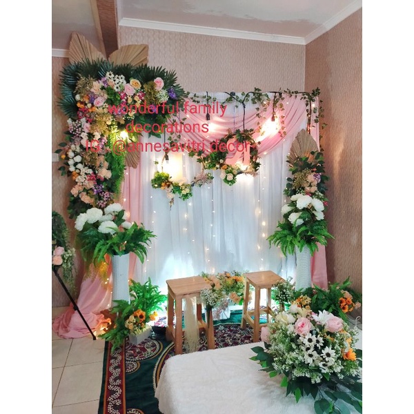 Dekorasi backdrop photobooth akad nikah/lamaran/tunangan/wedding rustic 2 meter