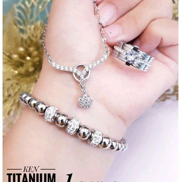 Set Perhiasan Titanium Wanita Silver 29822g