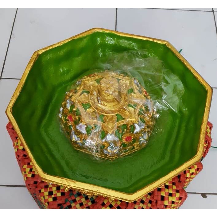 Set Wadah bokor tatakan ukir fiber segi enam diameter 30cm