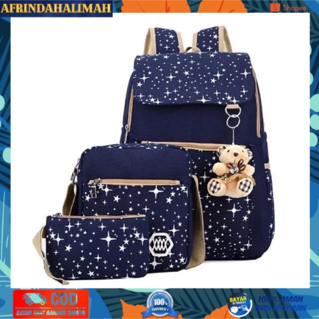 

[TERBARU] TAS SEKOLAH ANAK / TAS RANSEL ANAK COWOK CEWEK PEREMPUAN 3 IN 1 SET - Biru