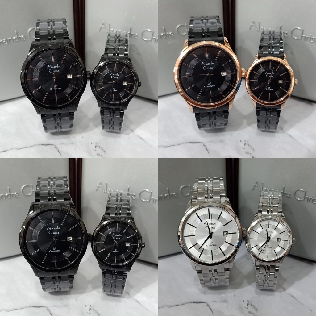 Jam Couple Alexandre Christie AC8348 AC 8348 Stainless Original Garansi Resmi Alexander Christie
