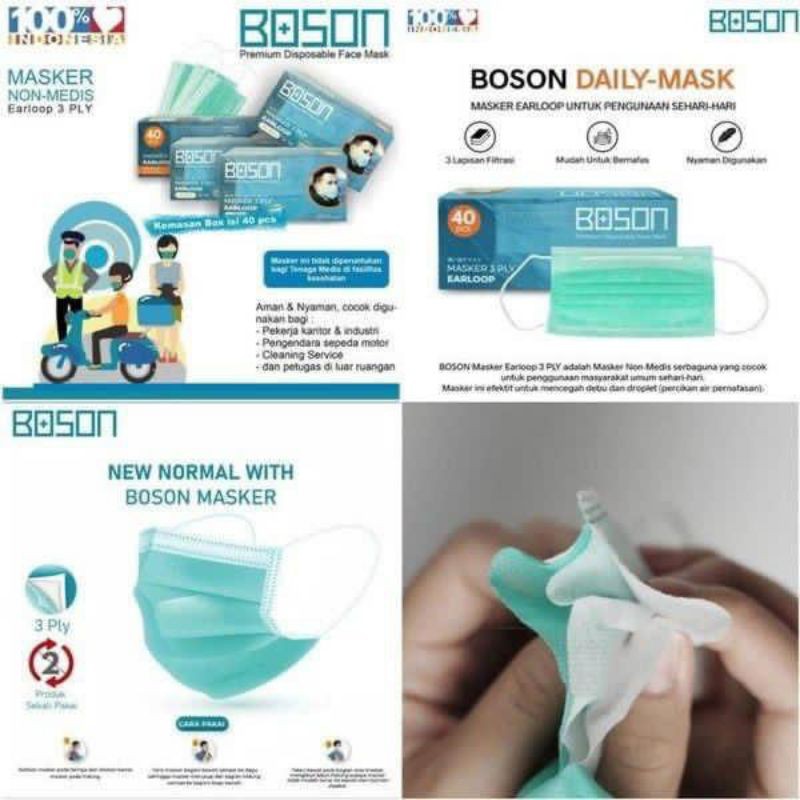 Masker Medis Earloop Premium Boson 40 pcs