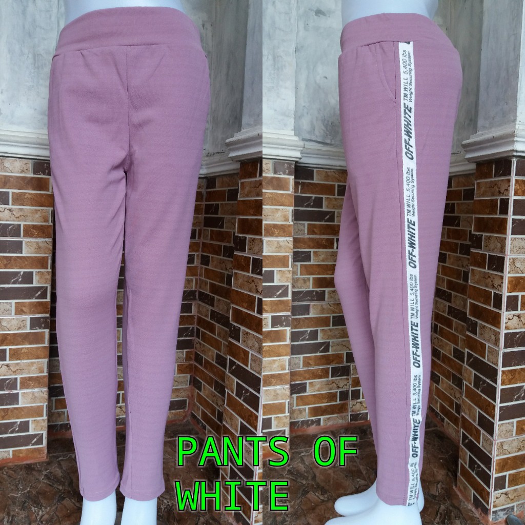 OFF WHITE PANTS STRAP / LIST STRIPE LUNA WANITA