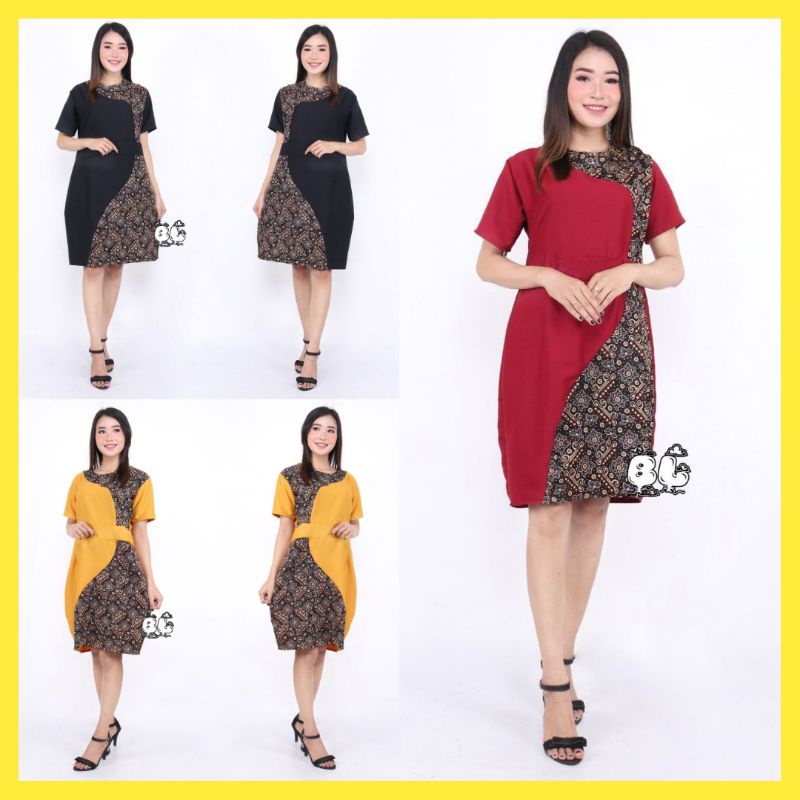 MINI DRESS BATIK PRADA MODERN KOMBINASI BAJU NATAL TAHUN BARU RESMI DAN SANTAI