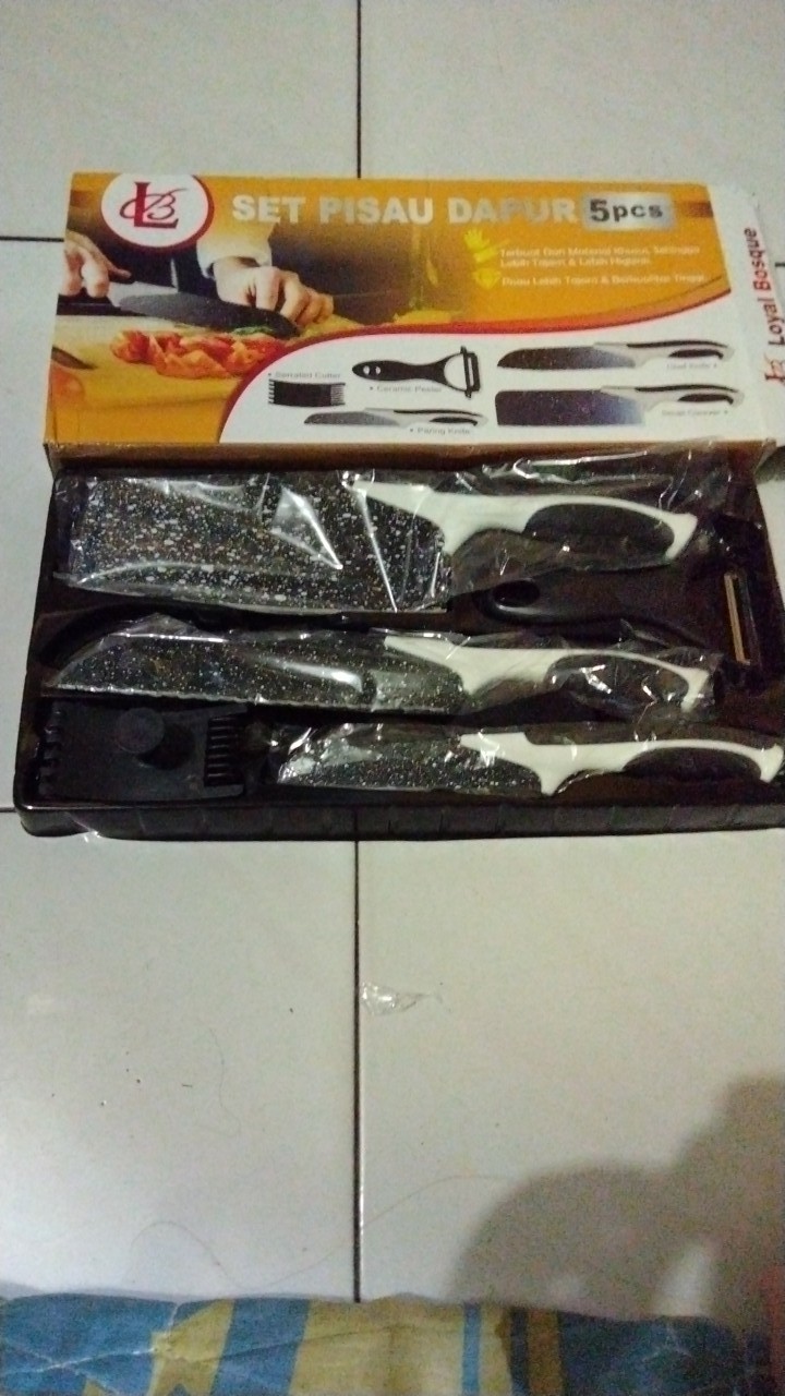 Gos-pisau Set 5 In 1 Keramik J13 / Pisau Set Keramik Dengan Kardus