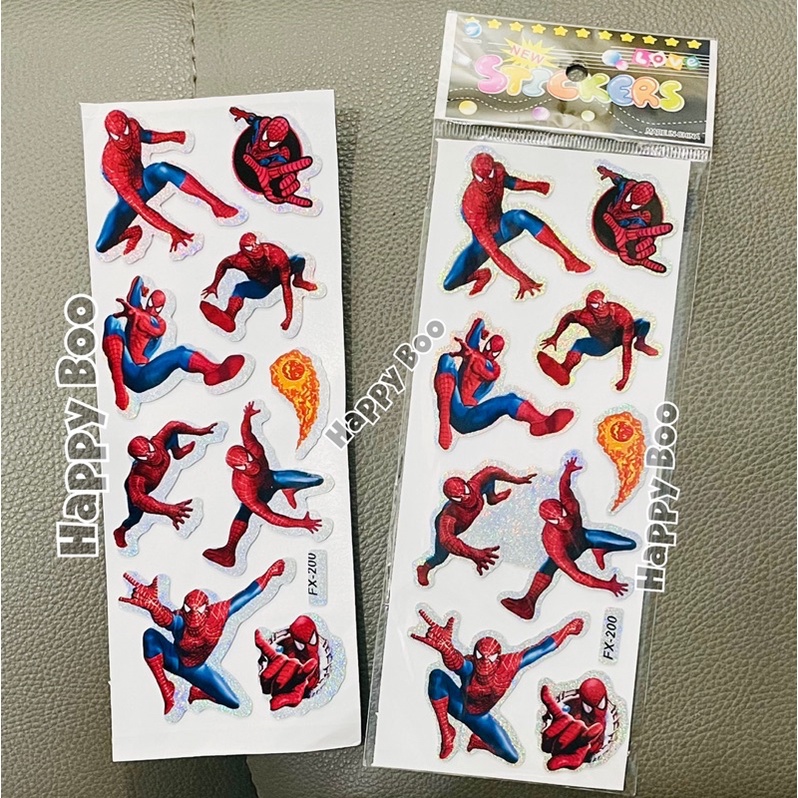 stiker sticker glitter set timbul karakter spiderman strawberry tempelan kilat