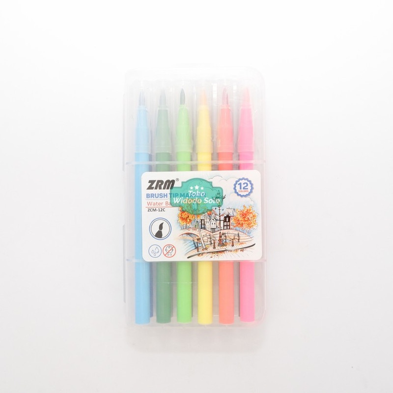 

Spidol ZRM Brush Tip Marker Pen 12 Warna - 1 Set