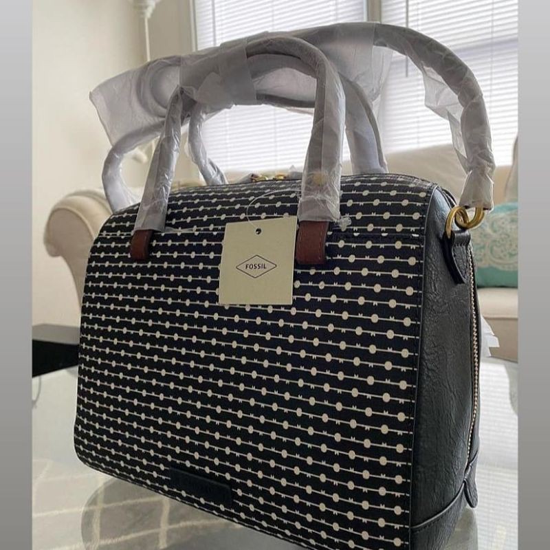 TAS FOSSIL ORIGINAL RACHEL SATCHEL BLACK STRIPE