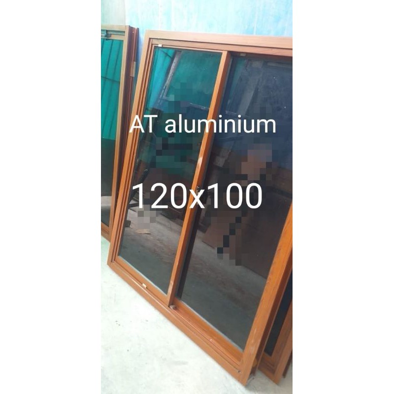 jendela serat kayu 120x100 aluminium