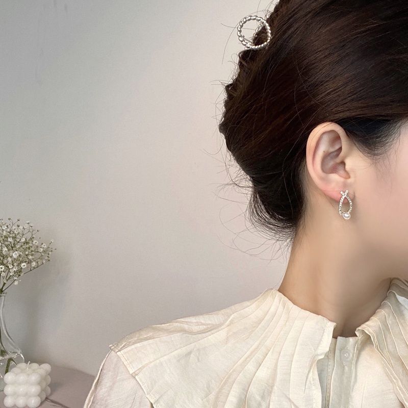 S925 Silver Retro Dangle Hoop Korea Earrings Stud Earrings Trendy Ear Jewelry Accessory