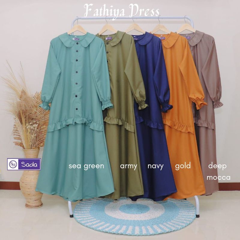 Fathiya dress by Sada SH | gamis syari fenomenal | busui friendly | bahan toyobo fodu