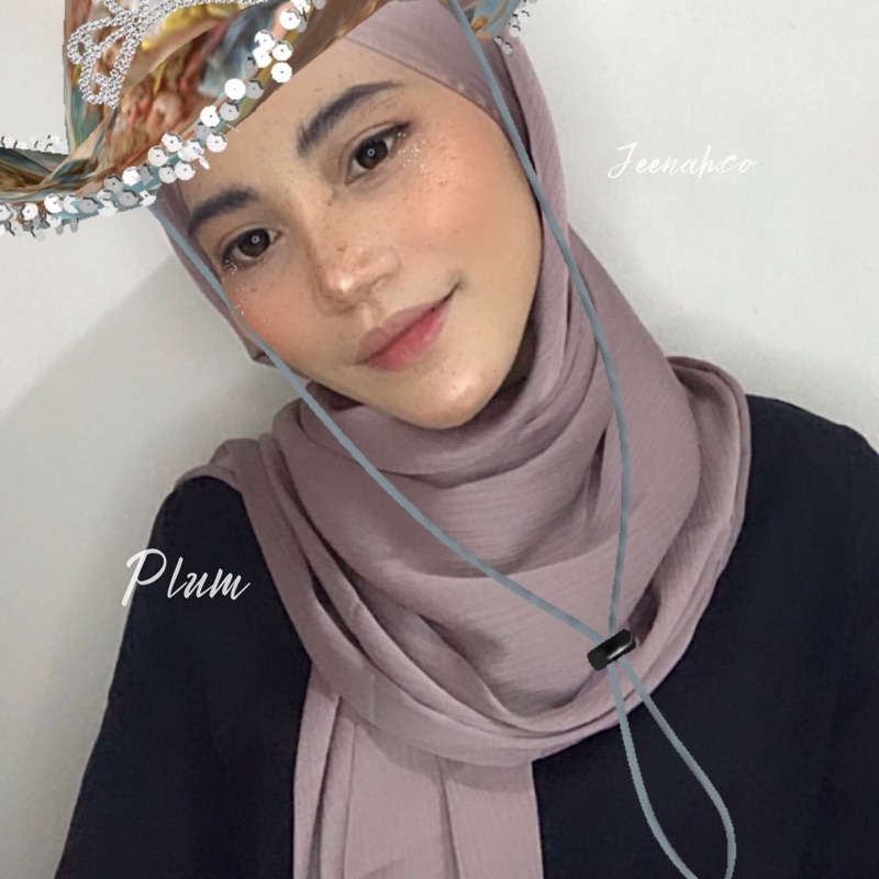 Pashmina Premium Satin Silk Malaysia Textured Crinkle (JAHIT TEPI KECIL SUPER RAPI)-Plum (Eyelash)