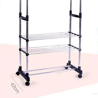 Stand berdiri + rak bawah stainless double pole