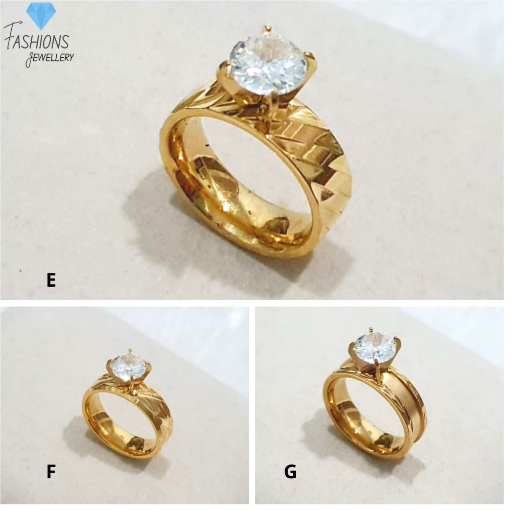 Cincin titanium Gold Permata kekinian anti karat