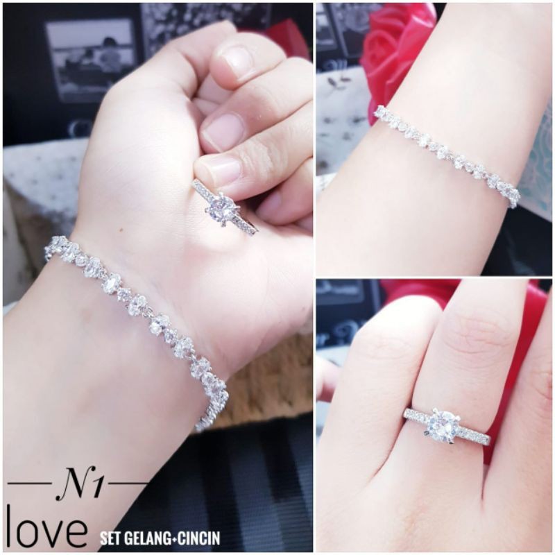 Xuping Set Gelang dan Cincin Silver S424