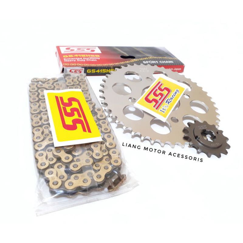 Gear Set SSS 415 Rantai SSS Tipe HSB Gold - Jupiter Z New Robotik Jupiter Z1 Vega ZR RR Vega Force