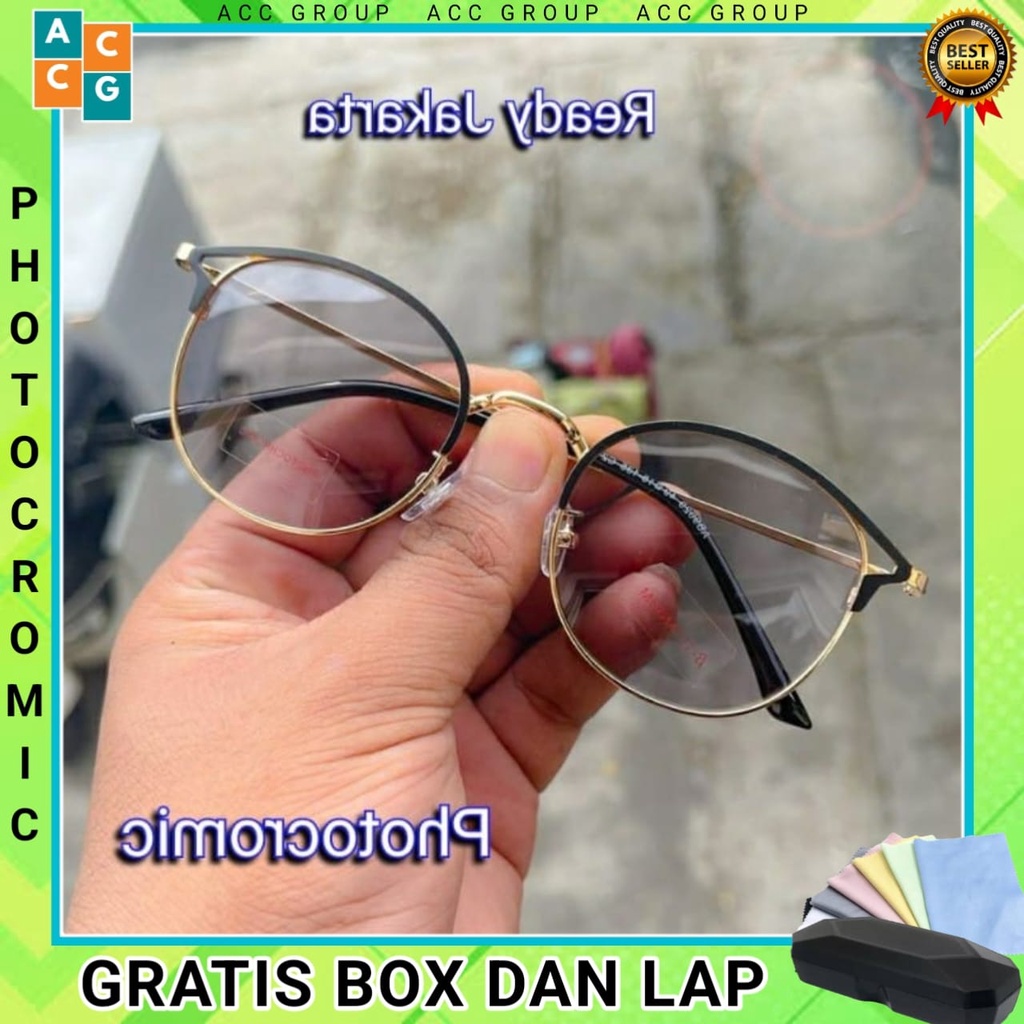 STOCK READY Kacamata Lensa Photocromic Terbaru Kacamata Frame Optik Berubah Warna Vintage Wanita Pri