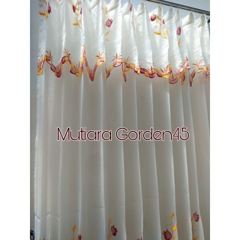 GORDEN Hordeng Murah Dalaman Gorden Vitrase Poni Tulip MERAH Lebar 2 Meter