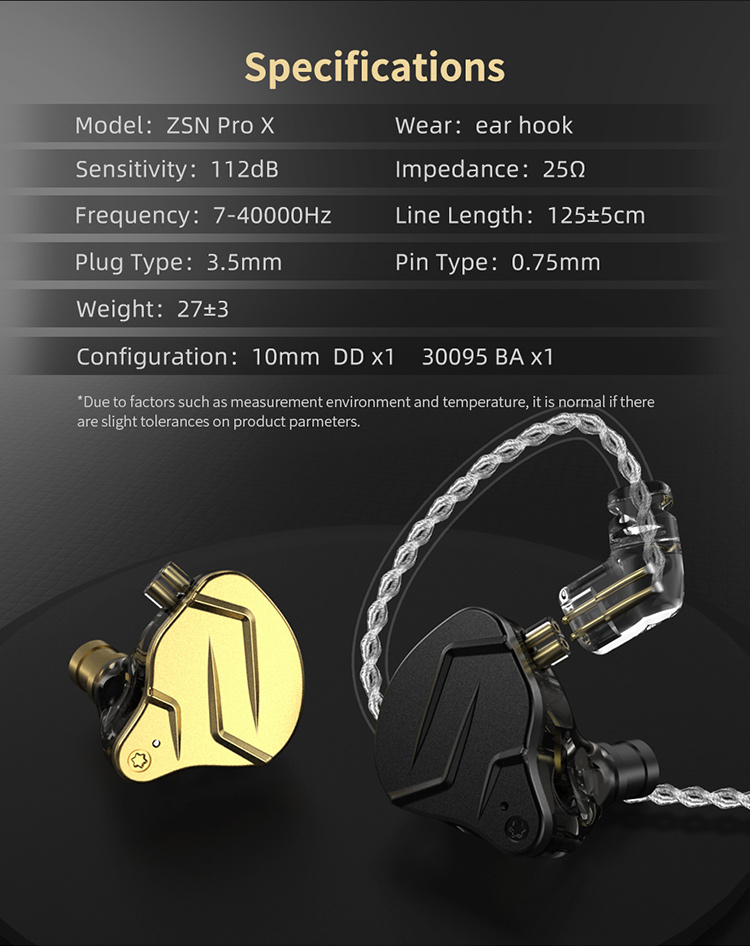 Kz Zsn Pro X Earphone In Ear Hifi Bass 1ba + 1dd Hybrid Driver Bahan Metal Untuk Olahraga