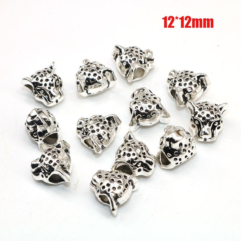 Manik-Manik Bentuk Kepala leopard Warna Silver Ukuran 12mm Untuk Membuat Perhiasan