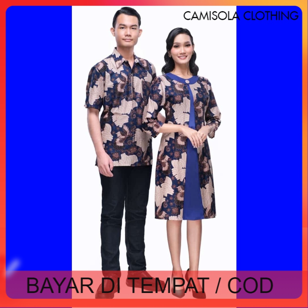 BATIK COUPLE KELUARGA SARIMBIT PASANGAN MUDA AYAH IBU ANAK  PREMIUM FAMILY JUMBO MODERN MURAH KEKINIAN TERBARU TUNIK DRESS SHEILA BIRU CAMISOLA CLOTHING