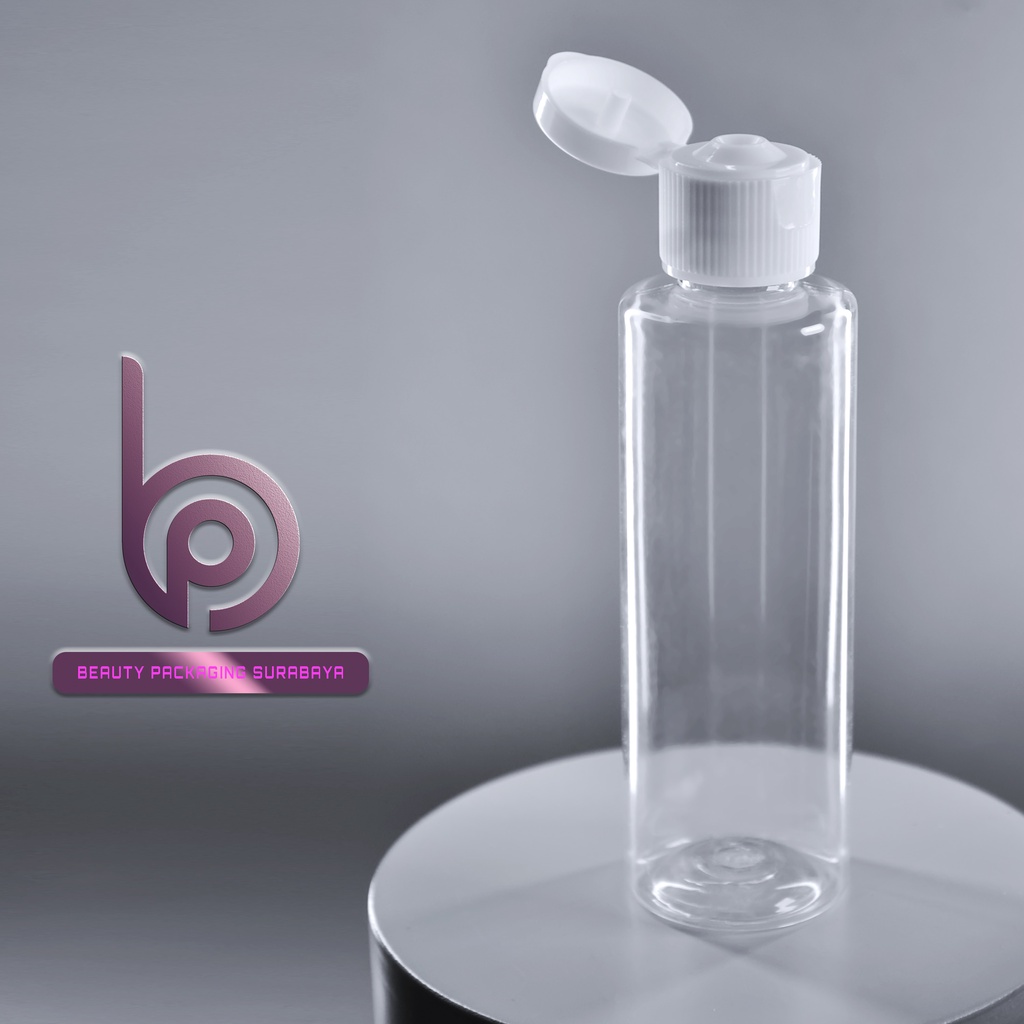 Botol Plastik PET 60ml RF Bening Tutup Fliptop