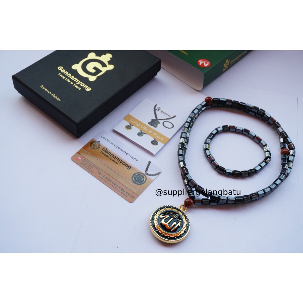 GANNAMYONG PREMIUM TASBIH SEHAT LAFAZ ALLAH GOLD 99 BUTIR PASIR MAS batu alam dzikir giok alat doa