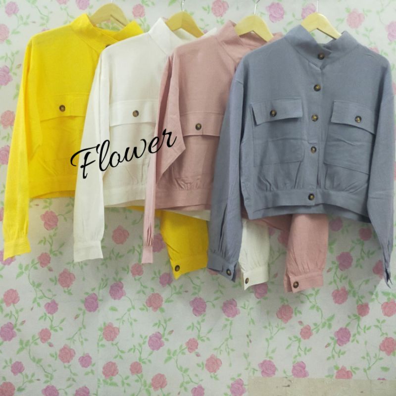 kemeja crop -Linen pocket- |crop outfit|