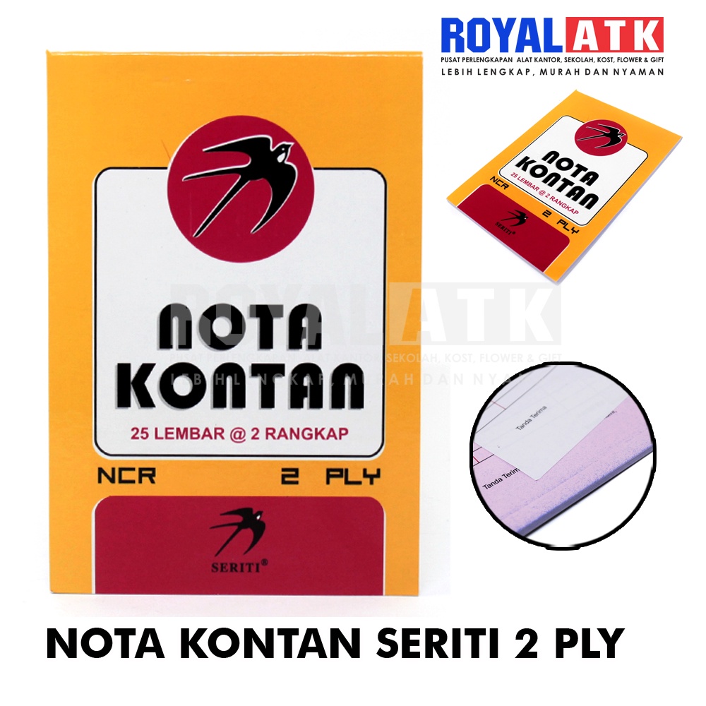 

Nota Kontan Bon SERITI 2 rangkap Ply NCR 50 Lembar