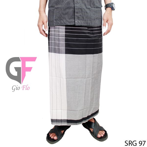 GIOFLO Sarung Muslim Cowok White Black / SRG 97