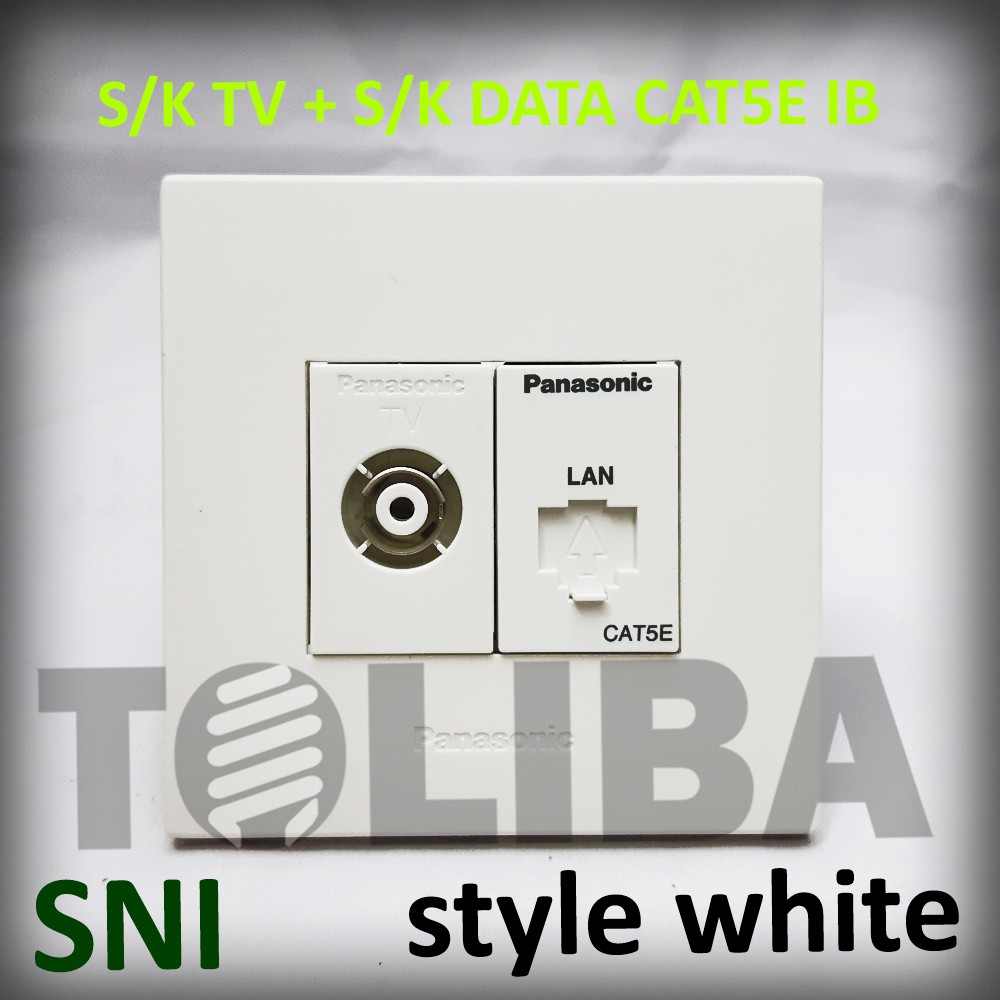 stop kontak tv + stopkontak data cat5e cat 5 8p panasonic jack rj minimalis style white sni