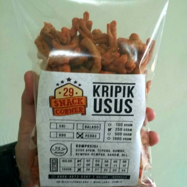 

Kripik Usus kemasan kecil 70-80 gram Kualitas Premium