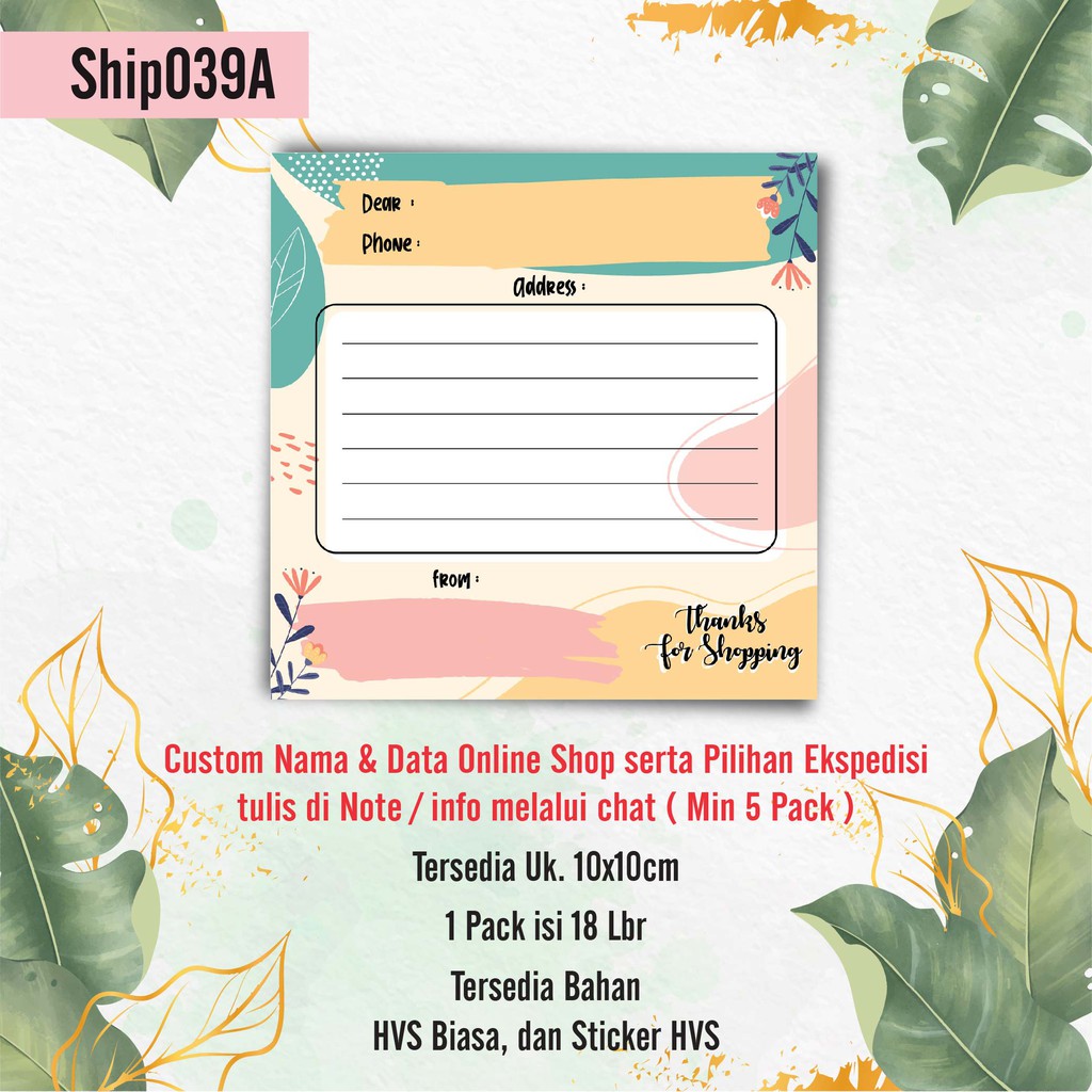 

Hanabi Shipping Sticker 1 pack isi 18pcs Stiker Pengiriman Stiker Alamat Kode Ship039
