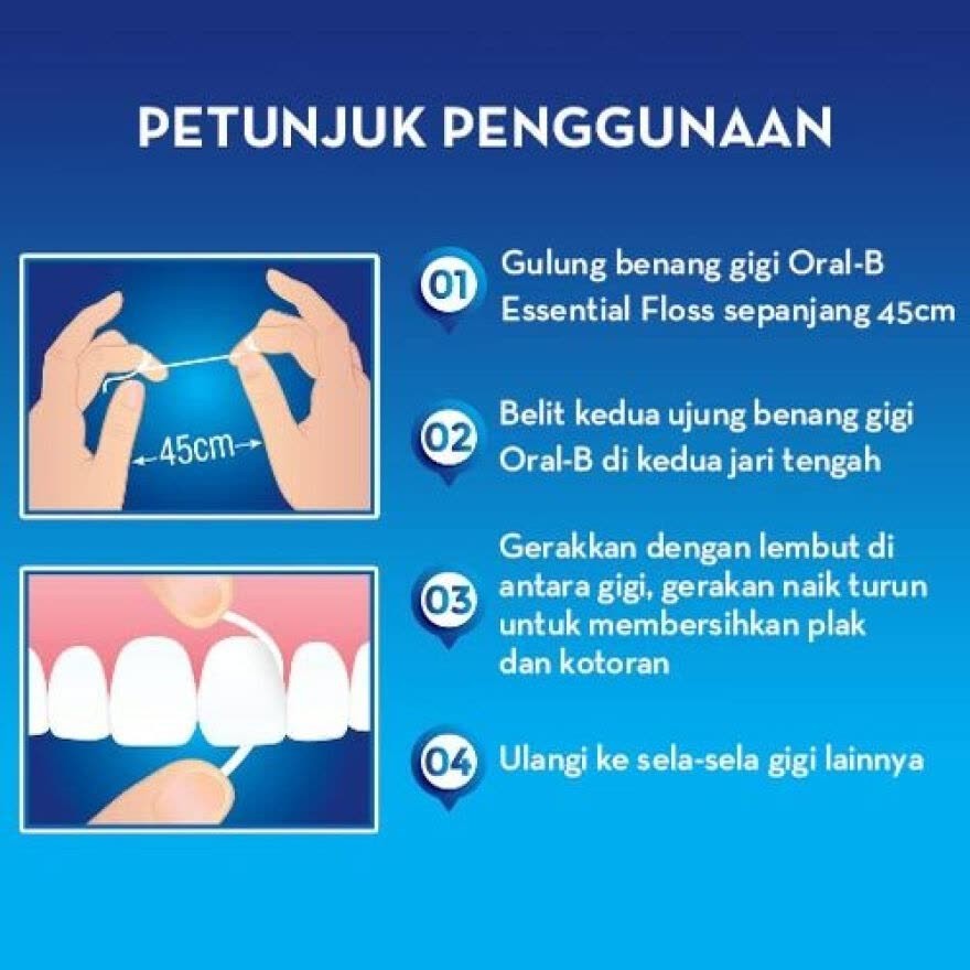 *HAZELCARE* Oral B Oral-B Essential Waxed Dental Mint / Satin Floss - Benang Gigi 50m 50 m