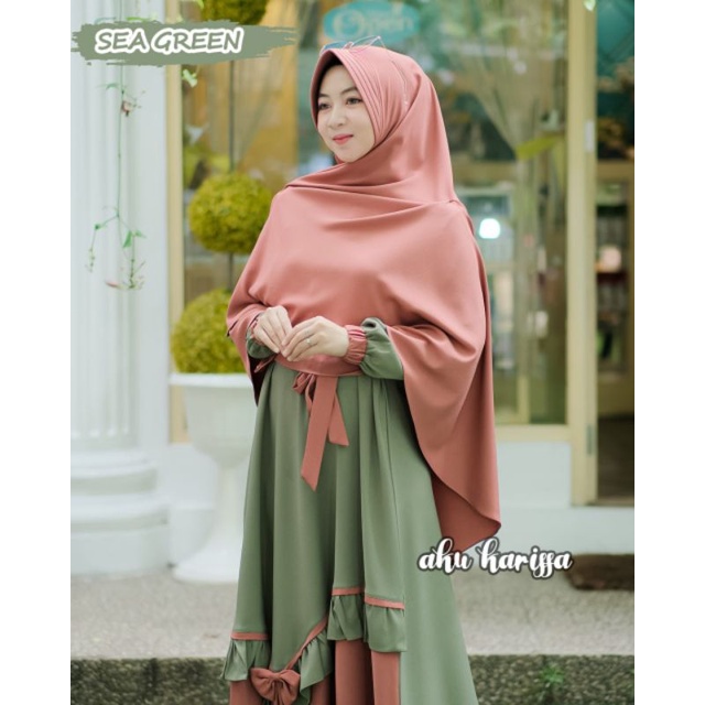 READY YUNISA SET SYAR'I AKU KARISSA ORI//GAMIS BEST SELLER WARNA BARU-Sea green