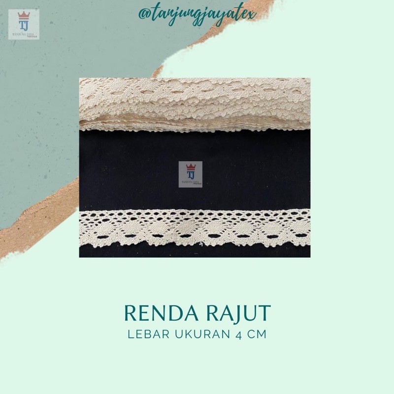 

Renda kait/Renda Rajut 4 cm bahan craft renda katun