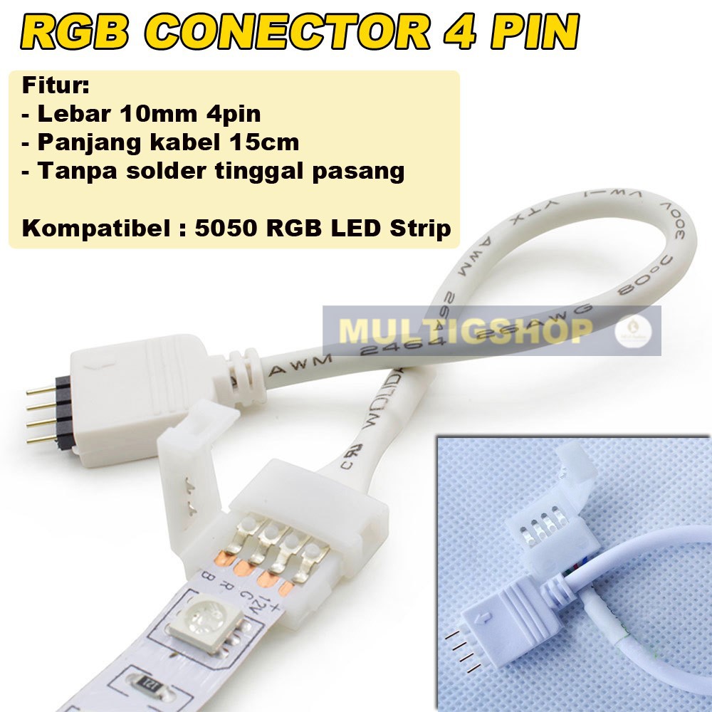 100Pcs Kabel Konektor LED Strip RGB 5050