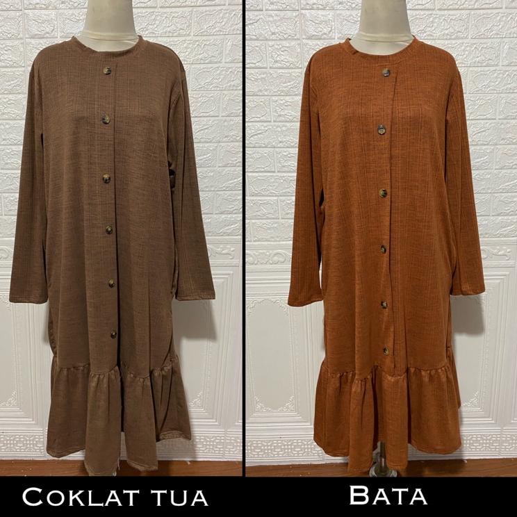 ➺ BERLINA - TUNIK KAOS IMPORT JUMBO XXL RIB KANCING MELAR POLOS REMPEL MUSLIMAH MURAH GROSIR SALE ❇