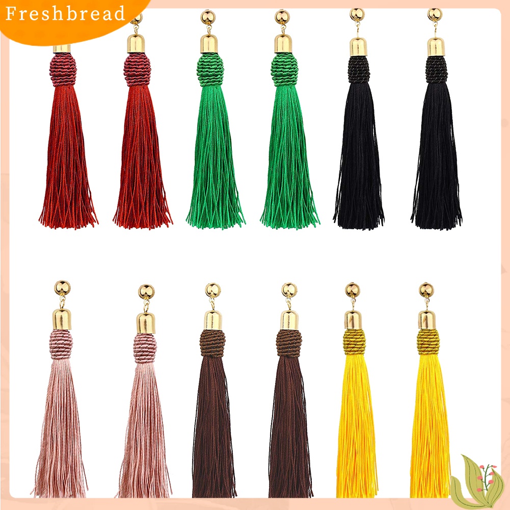 Terlaris Bohemian Wedding Tassel Ear Studs Long Dangle Earrings Bridal Bridesmaid Jewelry