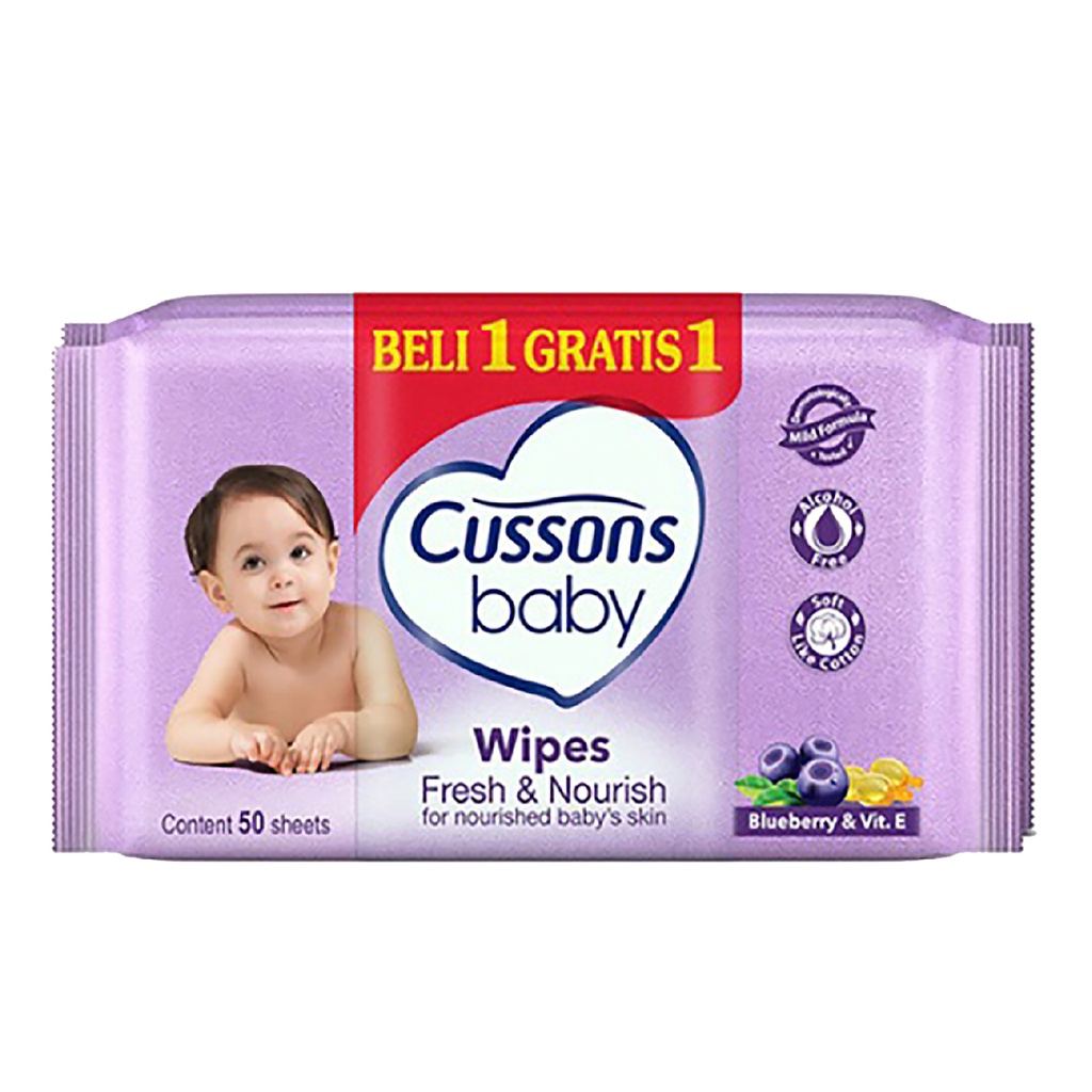 Cussons Baby Wipes Fresh &amp; Nourish - Soft &amp; Smooth - Mild &amp; Gentle - Naturaly 45s x 3