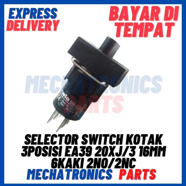 [SWI-9071] SELECTOR SWITCH KOTAK 3POSISI  EA39 20XJ/3 16MM 6KAKI 2NO/2NC