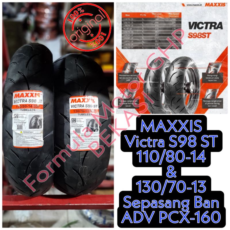110/80-14 &amp; 130/70-13 Ban Maxxis Victra S98 ST Tubeless - Sepasang Ban ADV PCX-160 [Bisa COD]