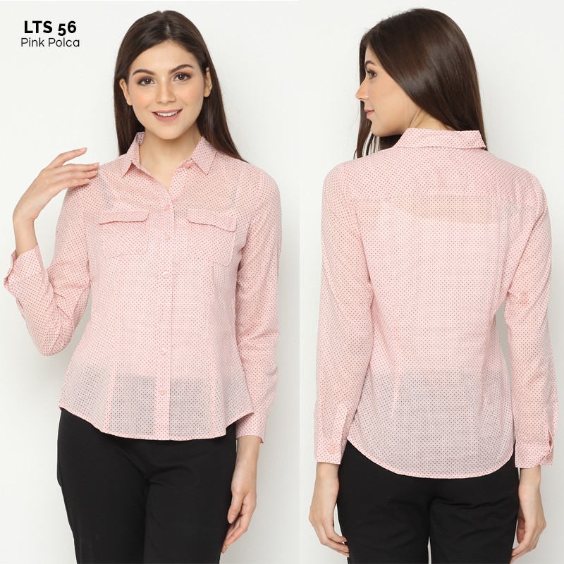 Kemeja Wanita- Motif Small Polcadot Bahan Cotton [LTS 56]-5