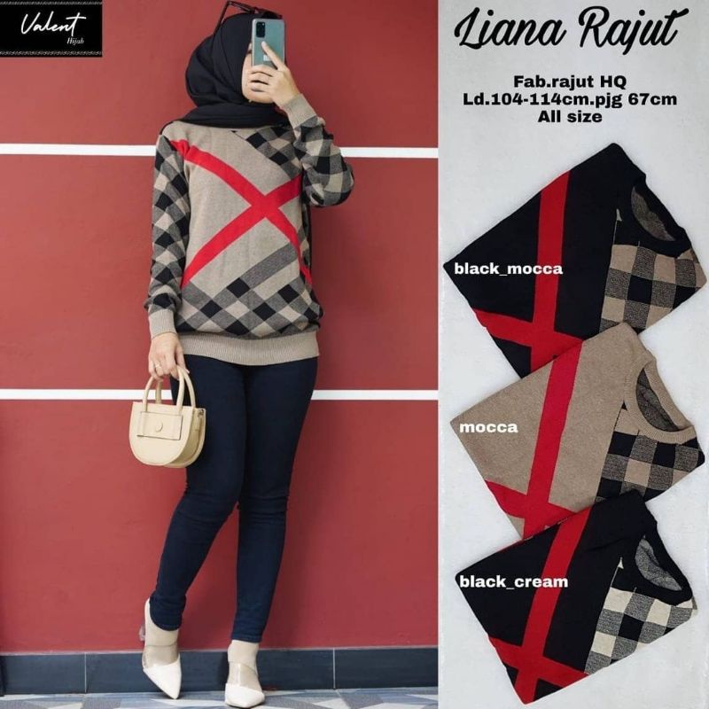 Liana Rajut blouse rajut blouse jumbo blouse muslim blouse wanita blouse import baju rajut wanita